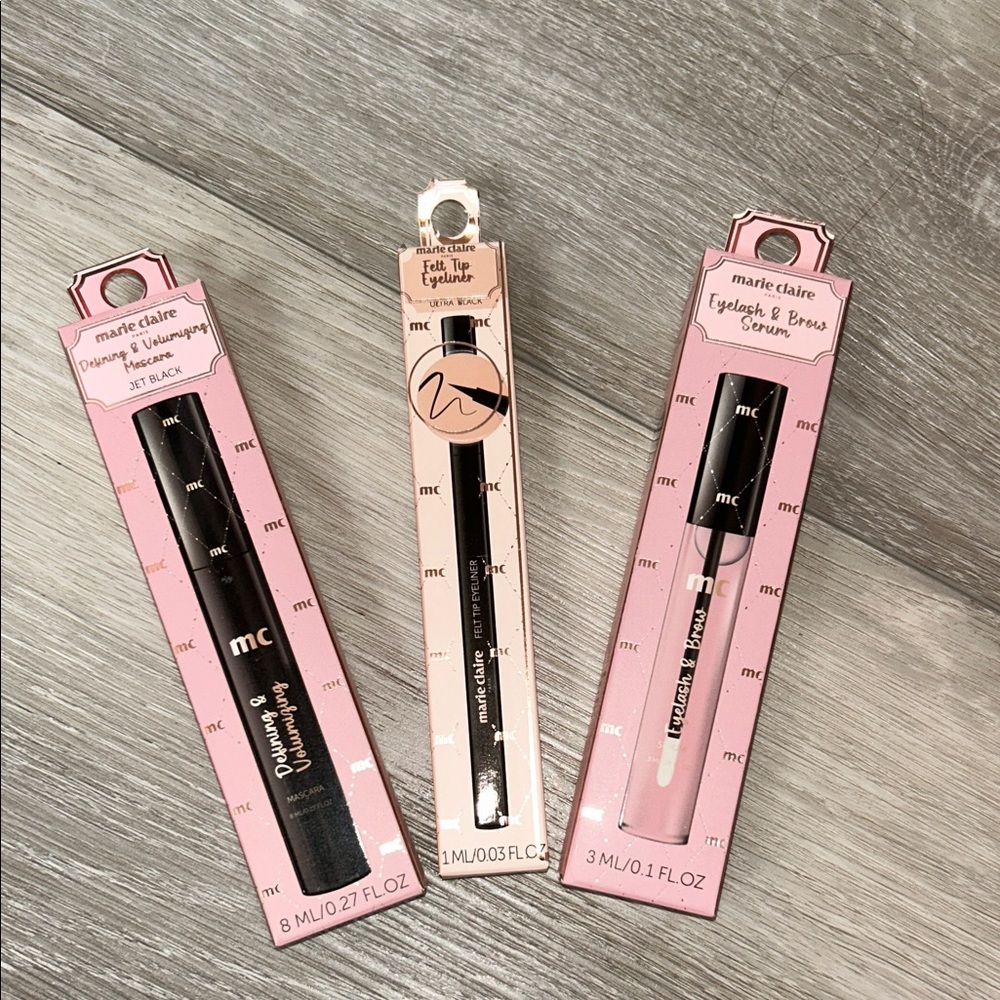 NEW Marie Claire Paris Eye Bundle: Mascara, Eyelash & Brow Serum & Eyeliner